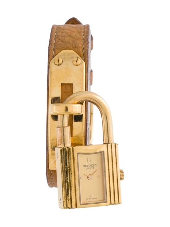 Hermes Accessories - Hermes Kelly gold and brown lock watch AUTHENTIC